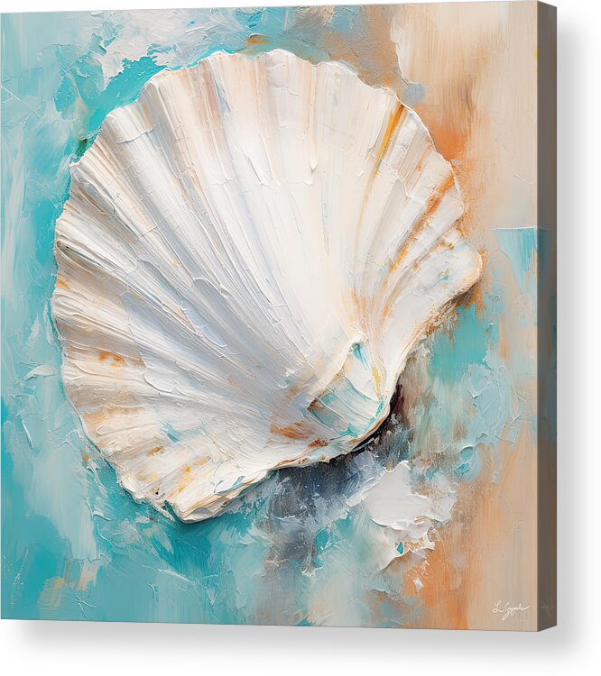 Seashell Acrylic Print featuring the digital art Seashell Spell - Shades of Turquoise Paintings by Lourry Legarde