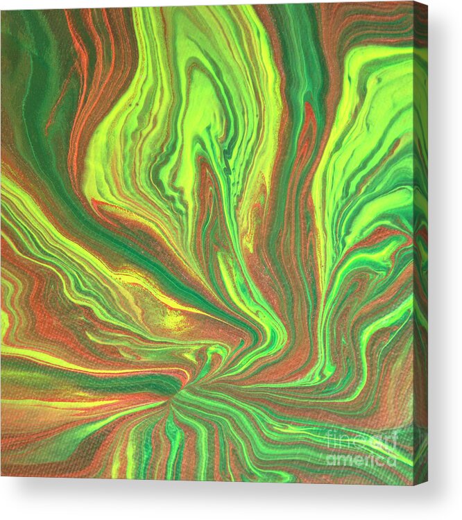 Acrylic Pour Acrylic Print featuring the painting Secrets of the Amazon by Elisabeth Lucas