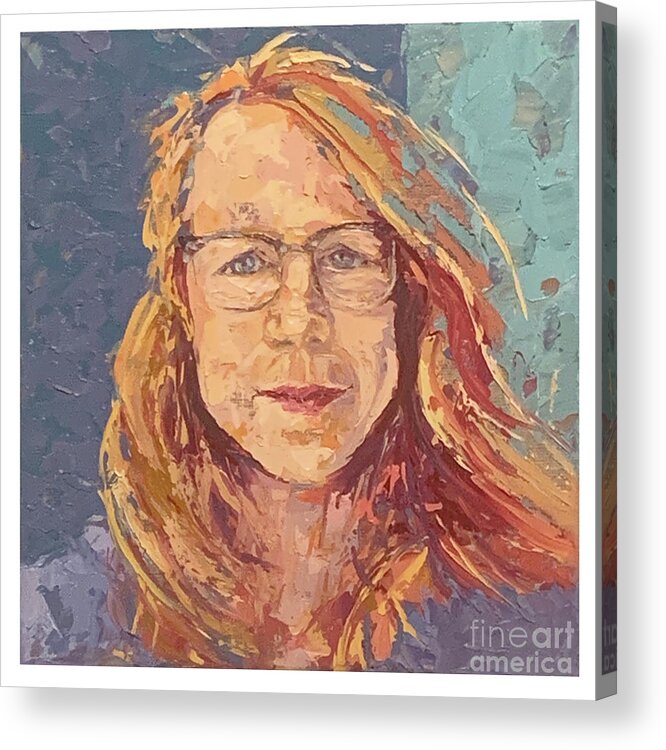 Selfie Acrylic Print featuring the painting Selfie, 2020 by PJ Kirk