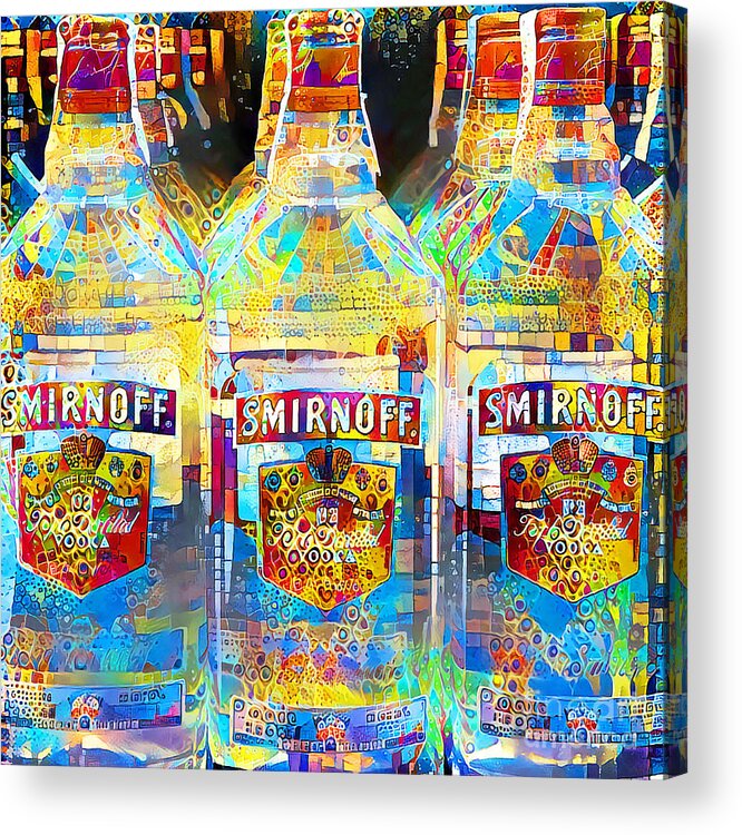 Wingsdomain Acrylic Print featuring the photograph Smirnoff Vodka in Contemporary Vibrant Happy Color Motif 20200503sq by Wingsdomain Art and Photography