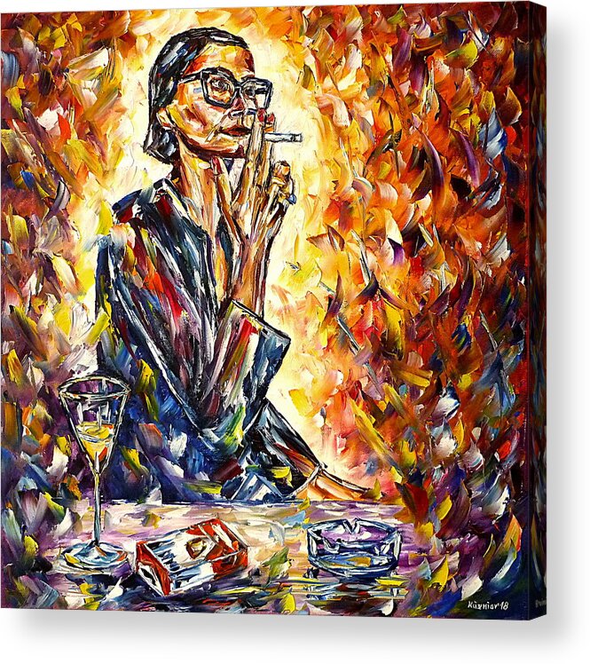 Female Smoker Acrylic Print featuring the painting Smoker by Mirek Kuzniar