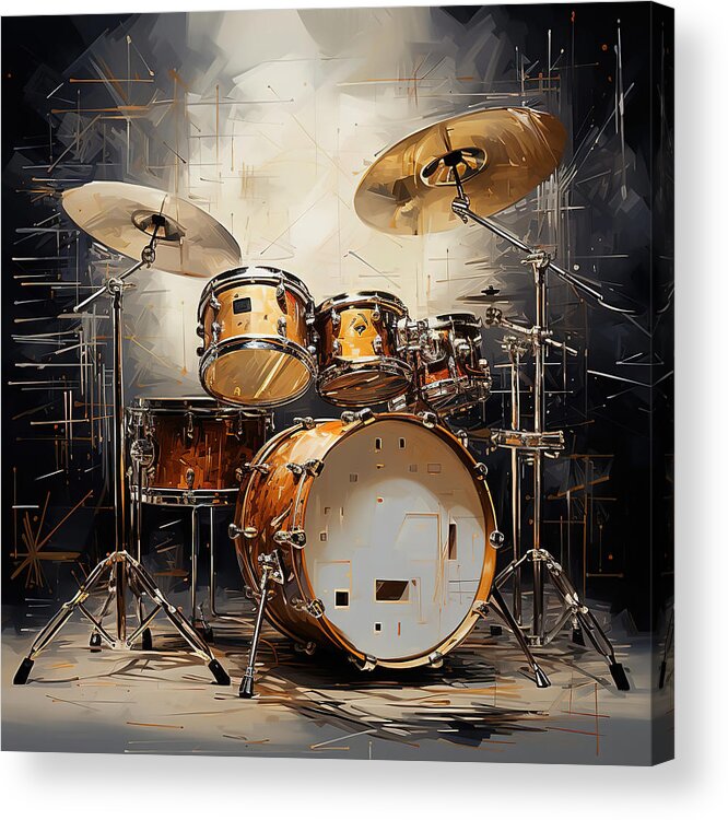 Drums Acrylic Print featuring the digital art Smokin Drum Set by Athena Mckinzie