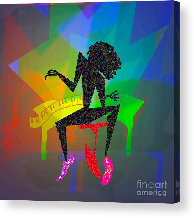 Piano Player Acrylic Print featuring the painting Sock Joplin by D Powell-Smith
