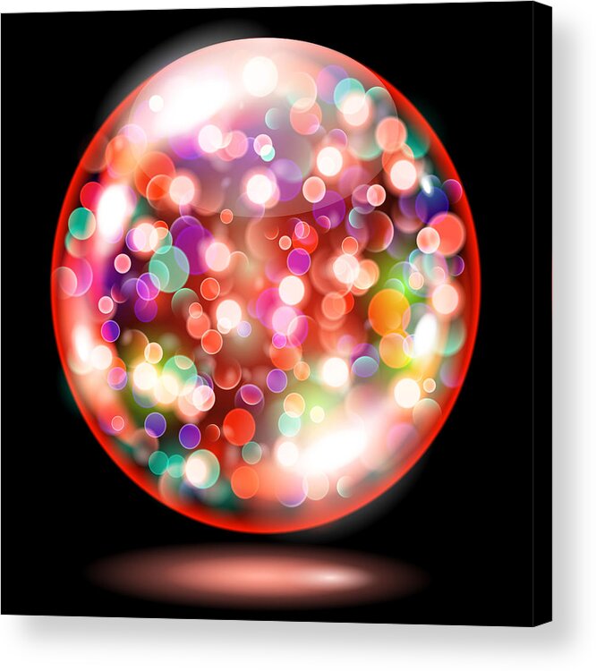 Shadow Acrylic Print featuring the drawing Sphere with sparkles in red colors by 31moonlight31