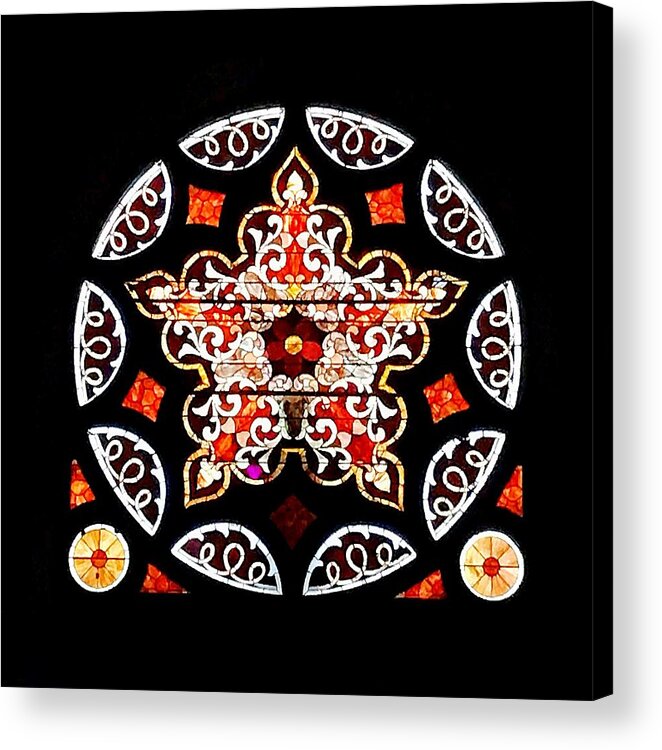  Acrylic Print featuring the photograph St Francis De Sales stained glass by Stephen Dorton