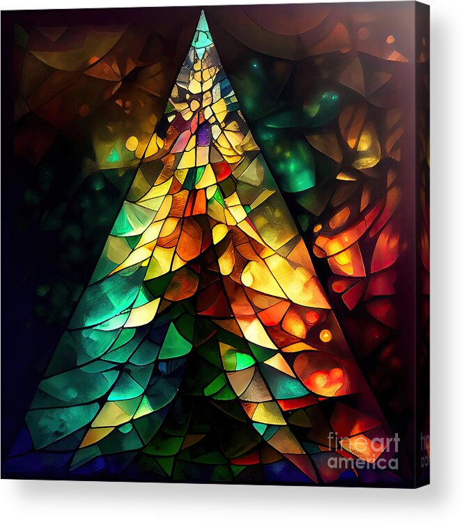 Stained Glass Acrylic Print featuring the painting Stained Glass Christmas II by Mindy Sommers