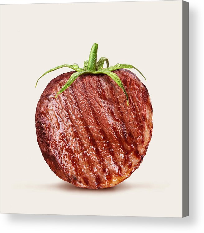 Veggie Burger Acrylic Print featuring the photograph Steak as a tomato by Radoslav Zilinsky