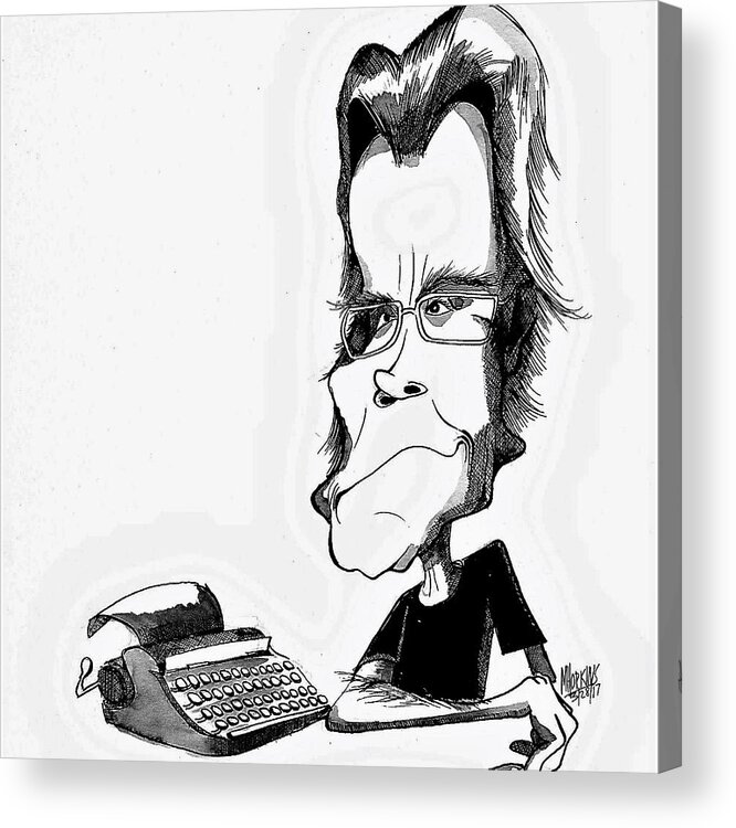 Novelist Acrylic Print featuring the drawing Stephen King by Michael Hopkins