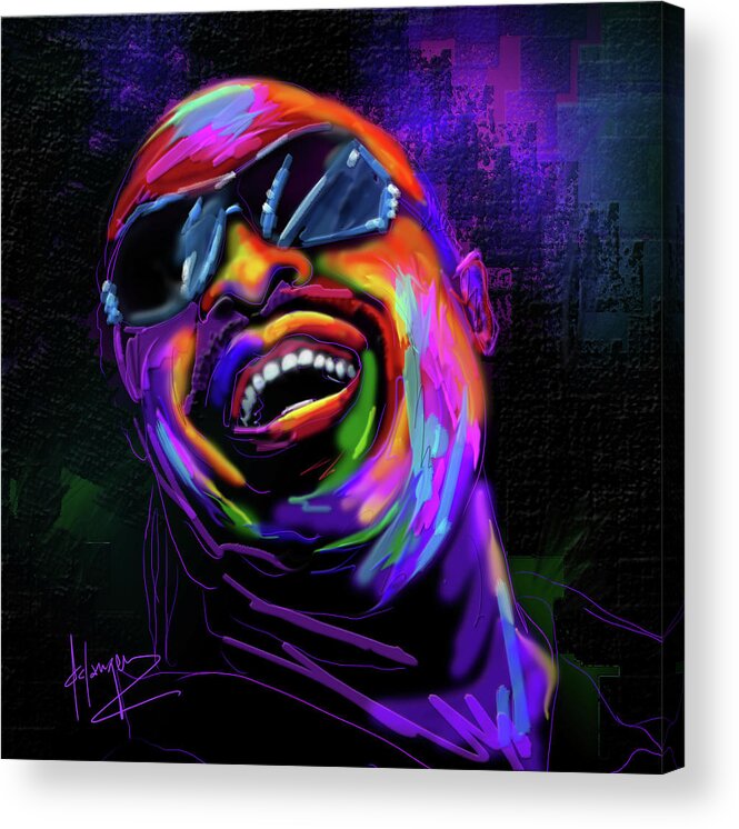 Stevie Wonder Acrylic Print featuring the painting Stevie Wonder by DC Langer