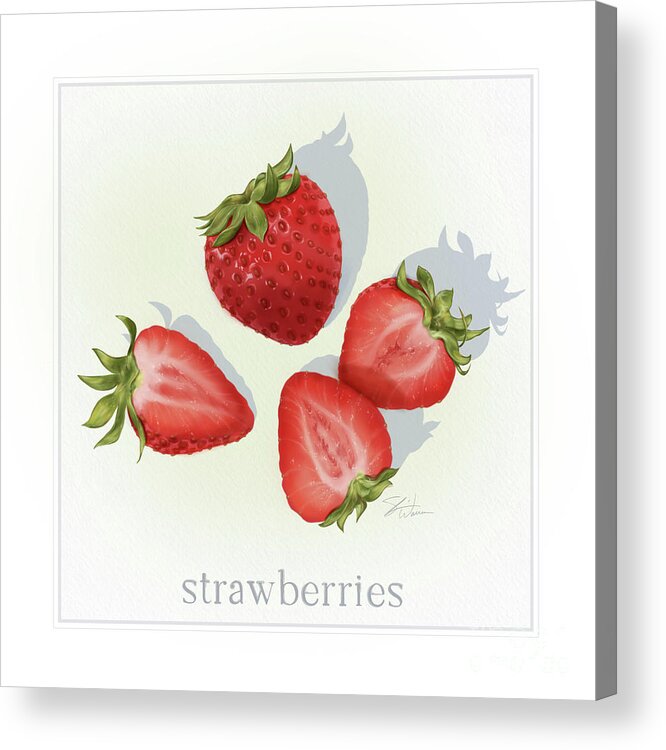 Fruit Acrylic Print featuring the mixed media Strawberries Fresh Fruits by Shari Warren