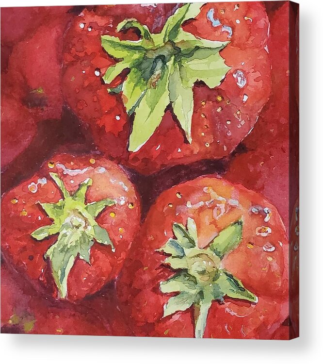 Still Life Acrylic Print featuring the painting Strawberries by Sheila Romard