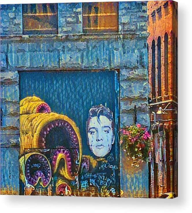 Street Art Acrylic Print featuring the photograph Street Art Elvis by Grey Coopre