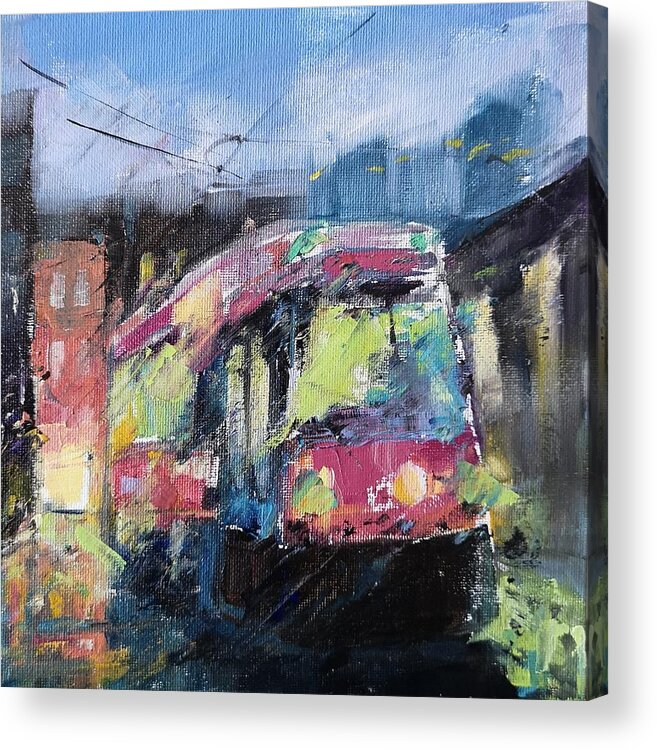 Streetcar Acrylic Print featuring the painting Streetcar 7pm by Sheila Romard