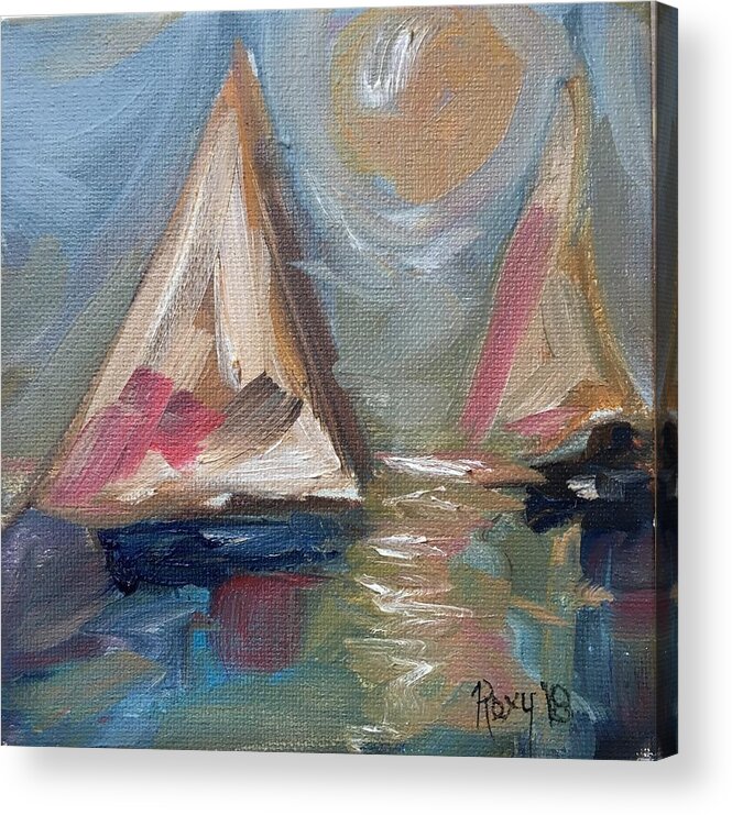 Sailboat Painting Acrylic Print featuring the painting Summer Sailing by Roxy Rich