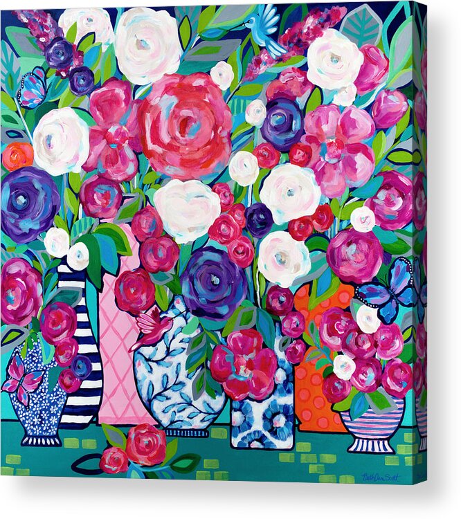 Flowers Acrylic Print featuring the painting Summer Soiree by Beth Ann Scott
