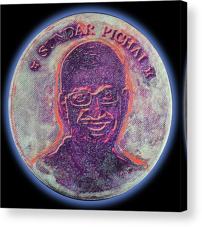 Wunderle Acrylic Print featuring the mixed media Sundar Pichai V1A by Wunderle