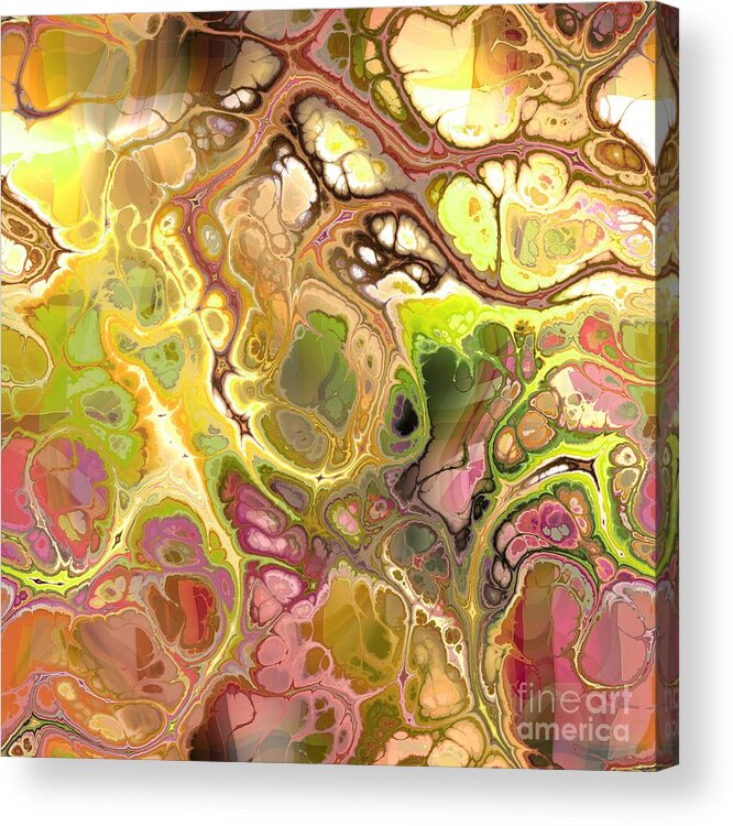 Colorful Acrylic Print featuring the digital art Suroto - Funky Artistic Colorful Abstract Marble Fluid Digital Art by Sambel Pedes
