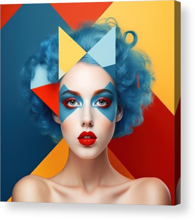 Bright Colors Acrylic Print featuring the digital art Surreal Modern Portrait by Scott Meyer