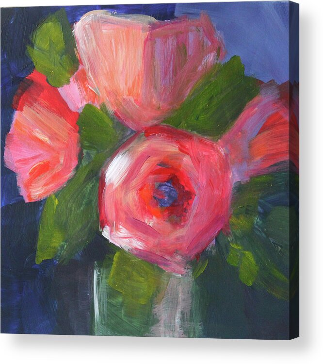 Pink Floral Acrylic Print featuring the painting Sweet Love by Nancy Merkle