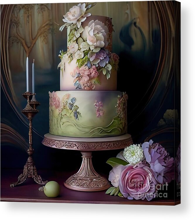 Fancy Cake Acrylic Print featuring the painting Sweetness and Light V by Mindy Sommers