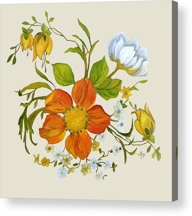 Flowers Acrylic Print featuring the painting Sylvan Posy I by Angeles M Pomata
