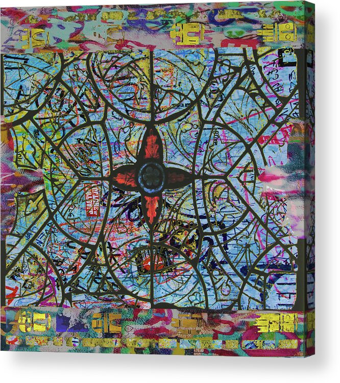 Depth Acrylic Print featuring the painting Stained Glass Abstract Graffiti by Tony Rubino