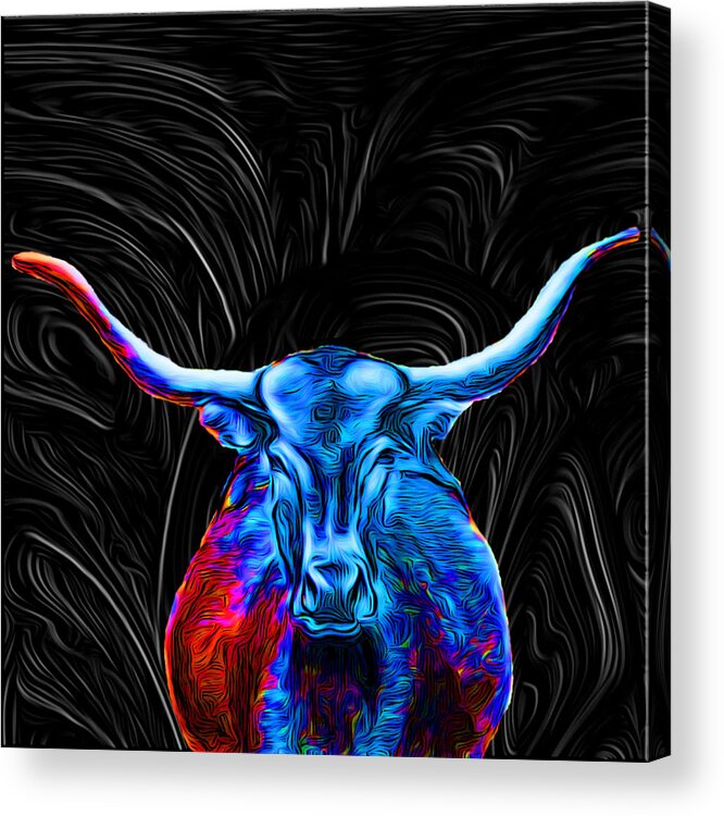 Abstract Acrylic Print featuring the digital art Texas Longhorn - Abstract by Ronald Mills