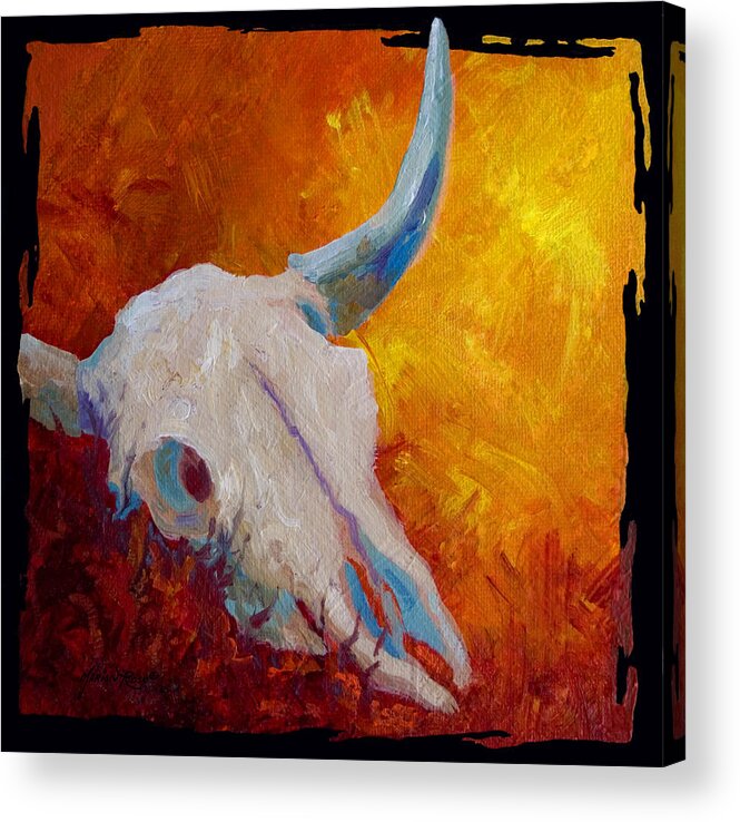 Longhorn Acrylic Print featuring the painting Texas Longhorn Skull by Marion Rose