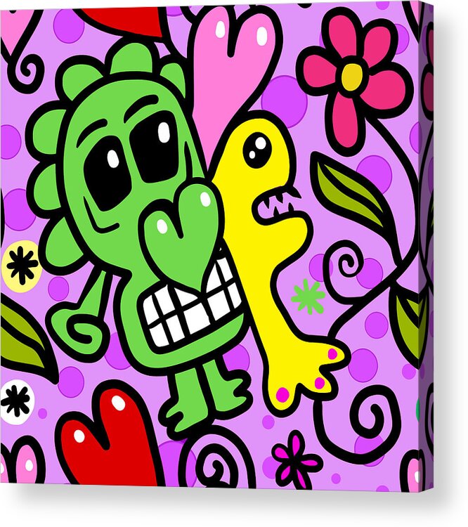Doodle Acrylic Print featuring the drawing The Baby Alien, Crazy Hand Drawn Doodle Papers Graphic by Mounir Khalfouf