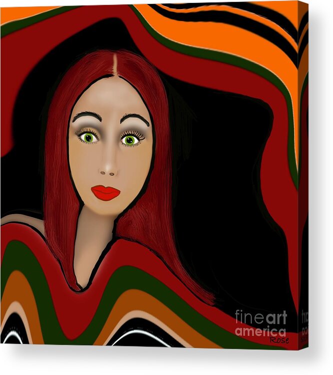 Face Acrylic Print featuring the digital art The beauty within the abstract 6 by Elaine Hayward
