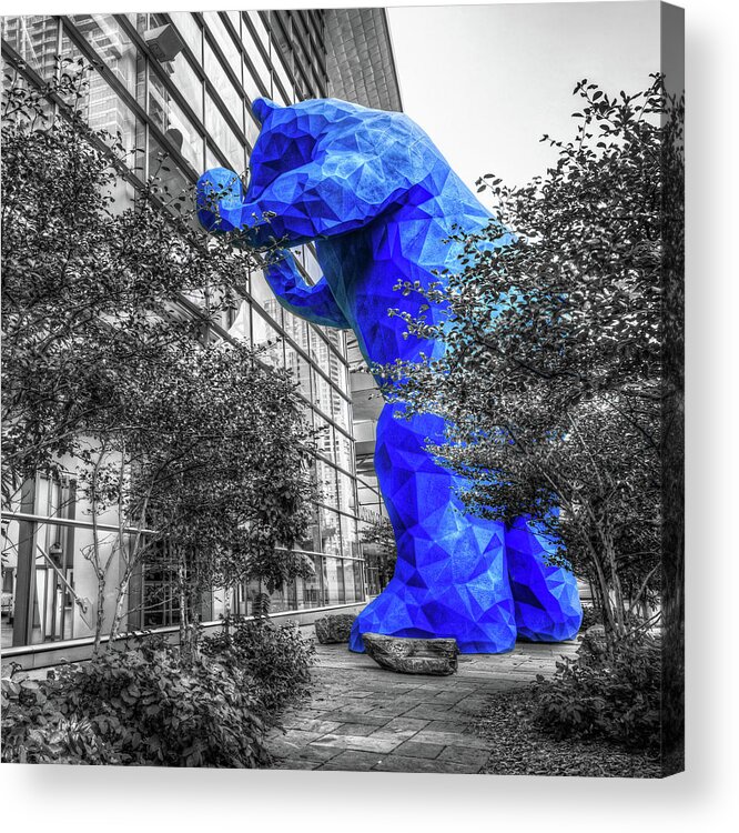 Denver Blue Bear Acrylic Print featuring the photograph The Big Blue Bear At The Denver Convention Center by Gregory Ballos