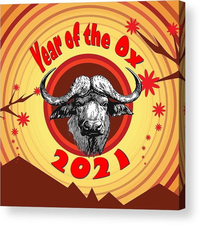 Ox Acrylic Print featuring the digital art Year of the Ox 2 by Ali Baucom