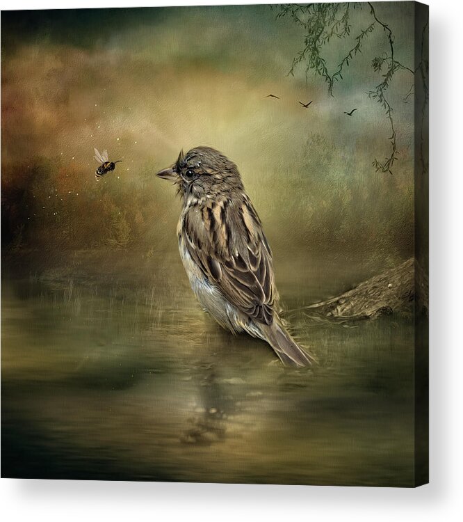 Bird Acrylic Print featuring the digital art The Conversation by Maggy Pease