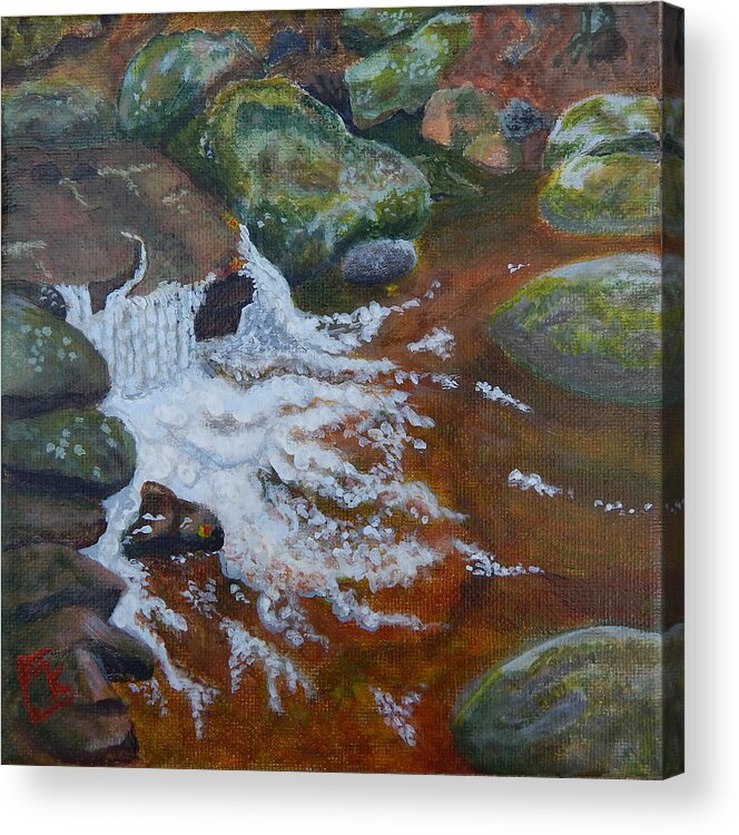 Mountain Stream Acrylic Print featuring the painting The Cool Pool by Mike Kling