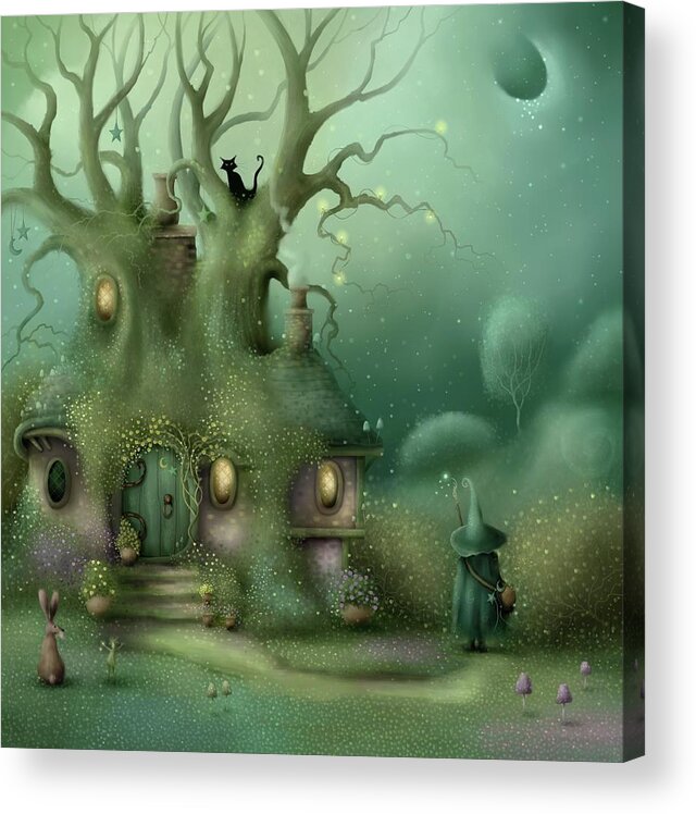 Fairies Acrylic Print featuring the painting The Fairy Oak by Joe Gilronan