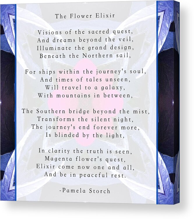 Pamela Storch Acrylic Print featuring the digital art The Flower Elixir Poem by Pamela Storch