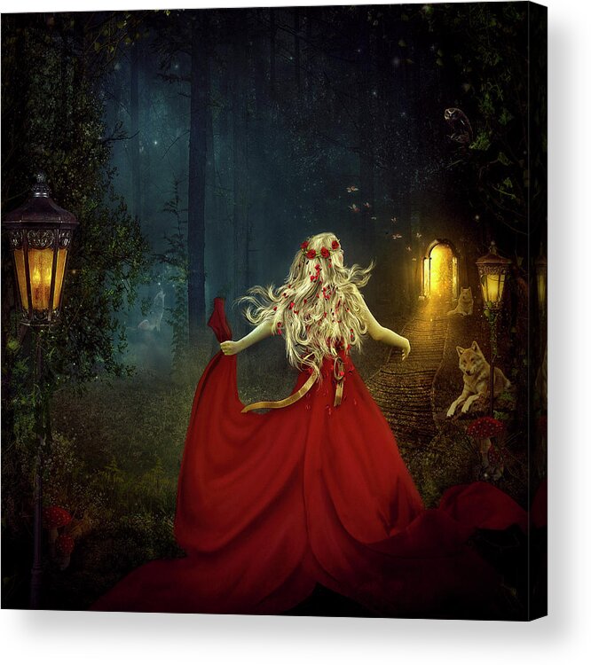 Girl Acrylic Print featuring the digital art The Forest by Maggy Pease