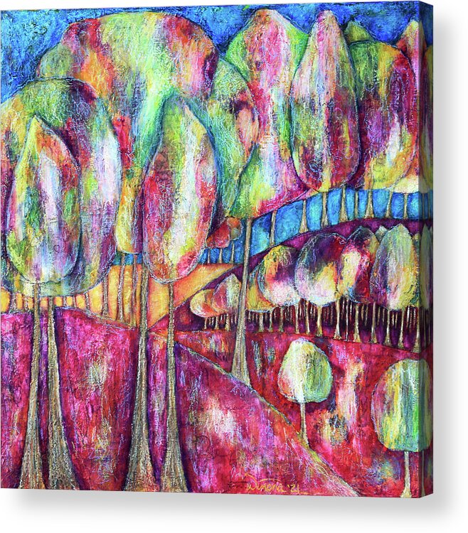 Landscape Acrylic Print featuring the painting The Forests of Lunaria by Winona's Sunshyne