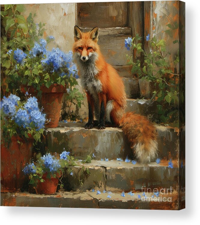 Fox Acrylic Print featuring the painting The Friendly Fox by Tina LeCour