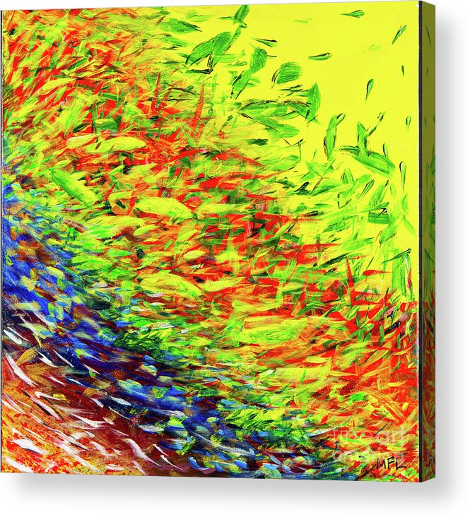 Abstract Acrylic Print featuring the digital art The Gathering - Colorful Abstract Contemporary Acrylic Painting by Sambel Pedes