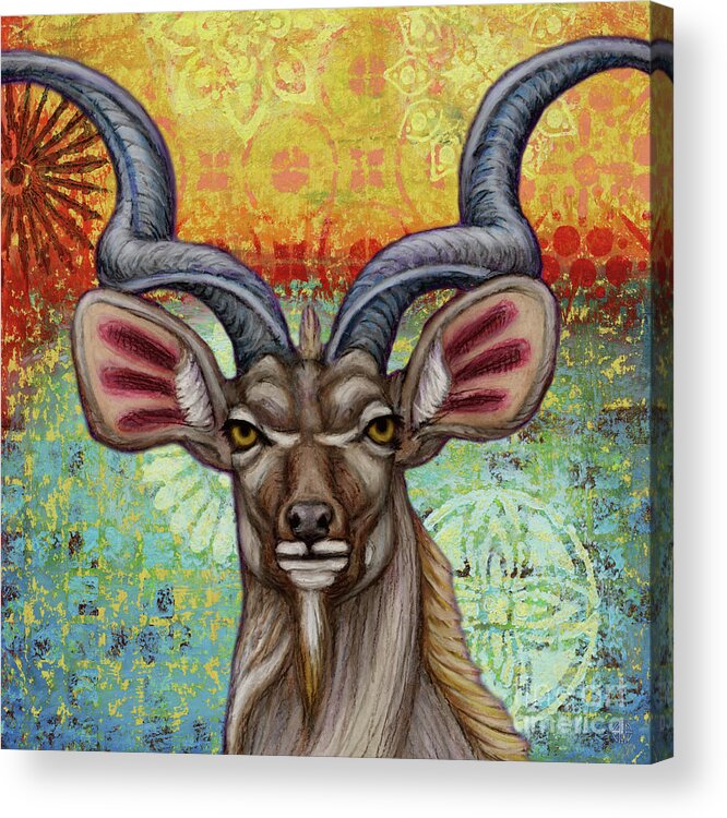 Greater Kudu Acrylic Print featuring the painting The Greatest Kudu by Amy E Fraser