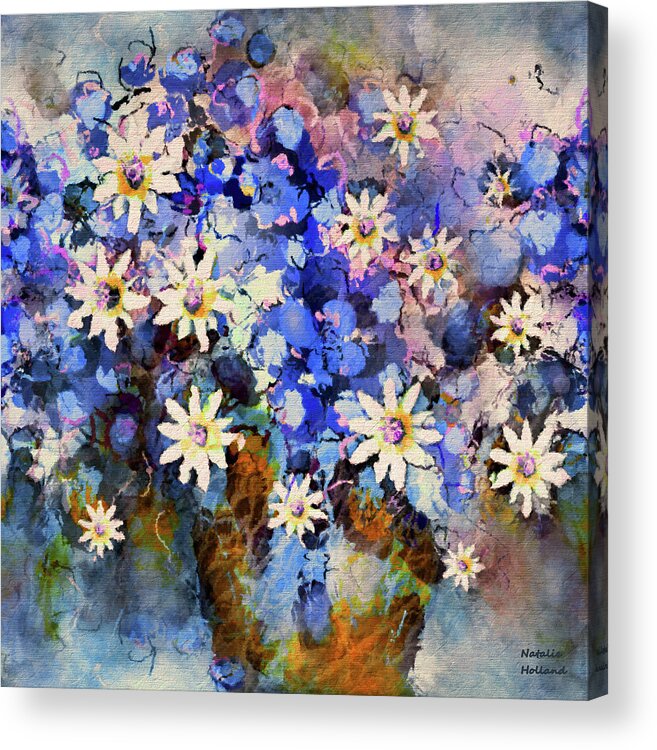 Flowers Acrylic Print featuring the painting The Joy Of Blue Flowers by Natalie Holland