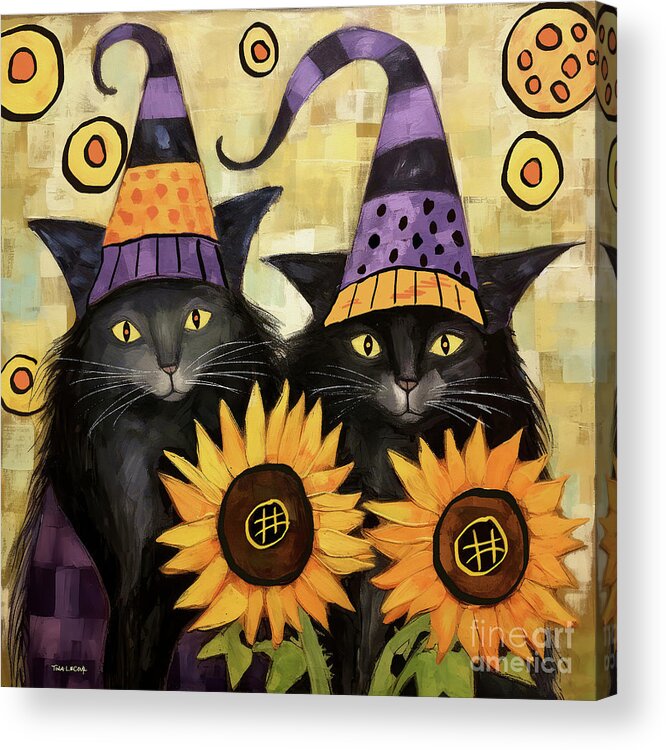 Cats Acrylic Print featuring the painting The Kitten Wizards by Tina LeCour