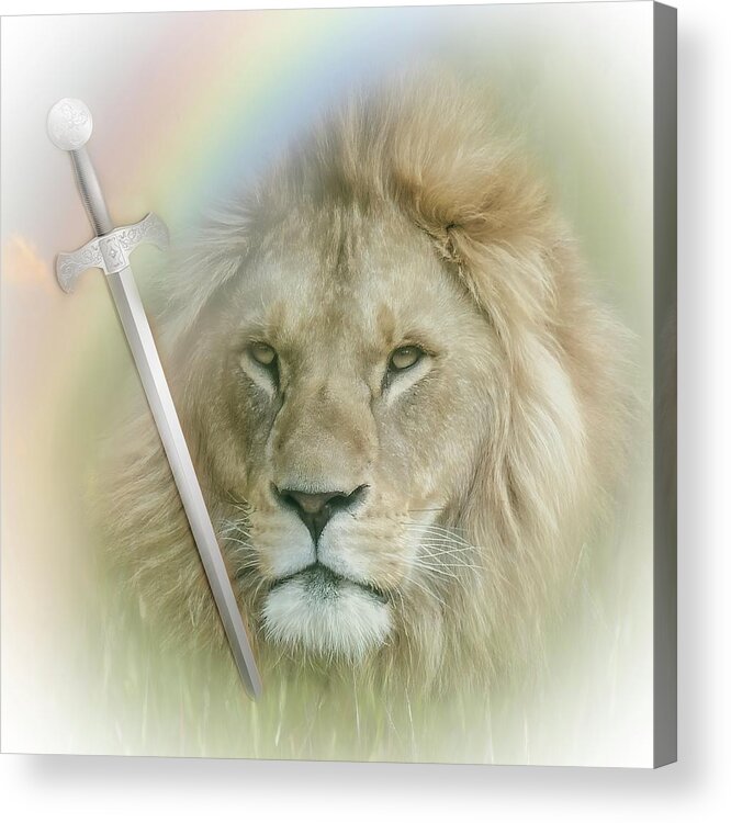 Rainbow Acrylic Print featuring the photograph The Lion and the Sword by Marjorie Whitley
