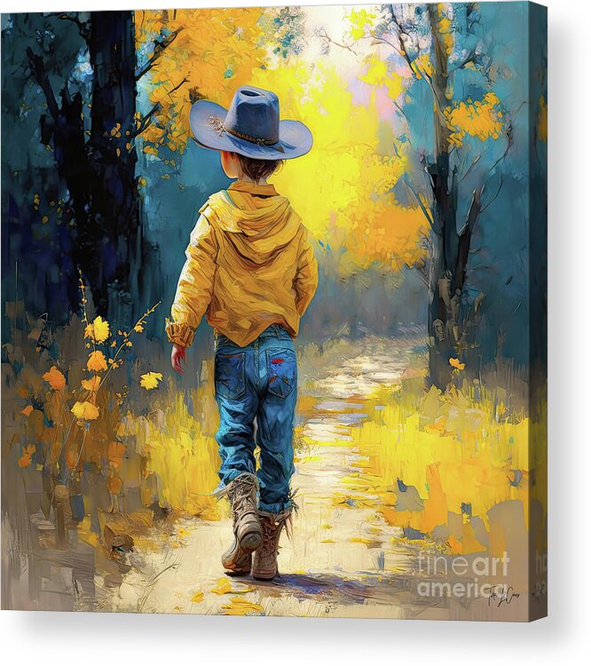 Cowboy Acrylic Print featuring the painting The Little Wanderer by Tina LeCour
