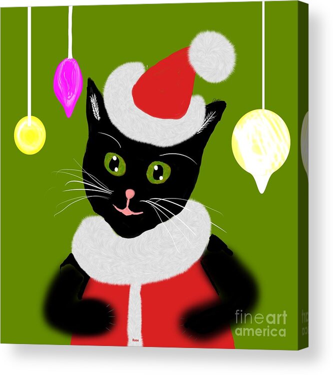 Black Cat Acrylic Print featuring the digital art The merry cat by Elaine Hayward