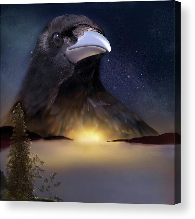 Crow Acrylic Print featuring the digital art The Night Watch by Sand And Chi