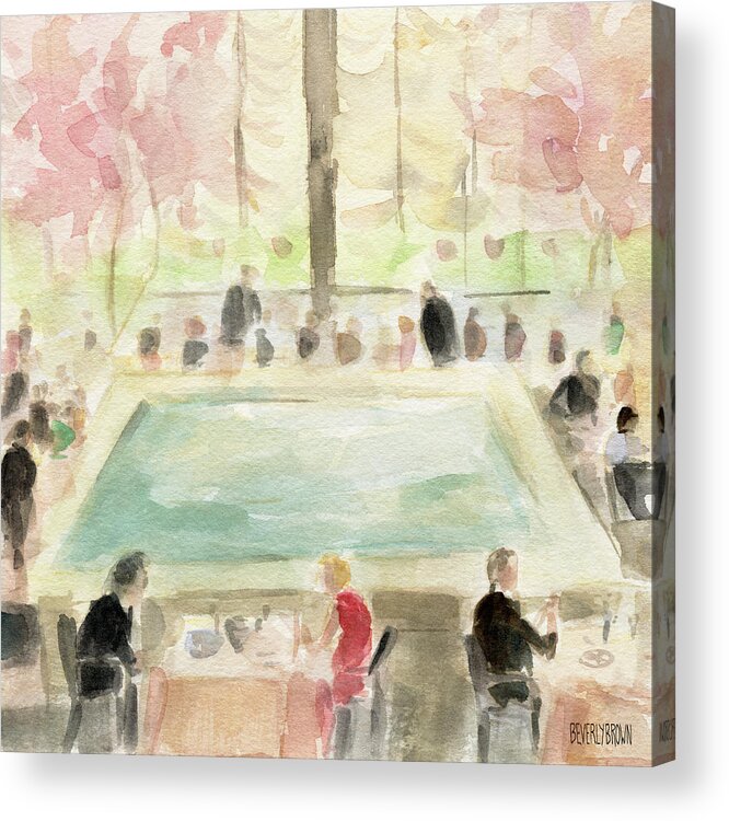 New York Acrylic Print featuring the painting The Pool Room at the Four Seasons New York by Beverly Brown Prints