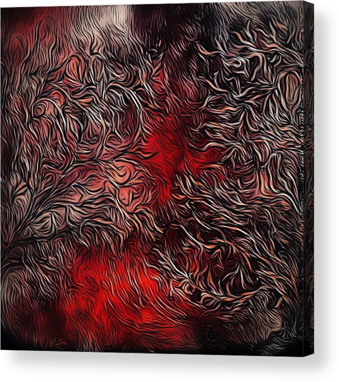 Abstract Art Acrylic Print featuring the painting The Red Forest by Donna Murray