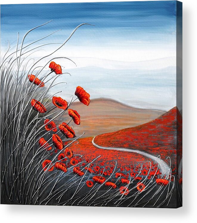 Redpoppies Acrylic Print featuring the painting The Walk through the Poppies by Amanda Dagg